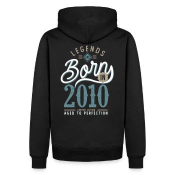 legends are born in 2010, Jubiläum 11 Jahre - Männer Premium Bio Hoodie - Schwarz - Hinten - Nico (187cm)
