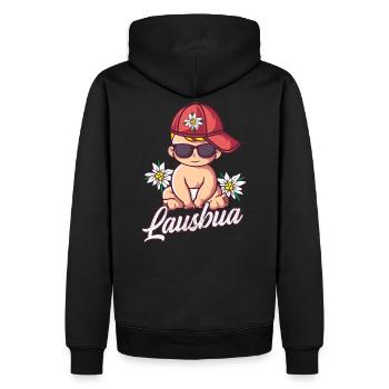 Lausbua - Männer Premium Bio Hoodie - Schwarz - Hinten - Nico (187cm)