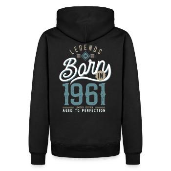 Legenden werden 1961 geboren Jubiläum 61 Jahre - Männer Premium Bio Hoodie - Schwarz - Hinten - Nico (187cm)