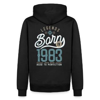 Legenden werden 1983 geboren Jubiläum 40 Jahre - Männer Premium Bio Hoodie - Schwarz - Hinten - Nico (187cm)