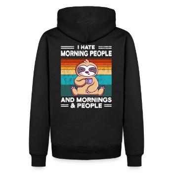Sloth hate morning people hate morning people - Men’s Premium Organic Hoodie - black - Back - Nico (187cm)
