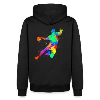Aquarell Kunst Handball Sport Fan Liebhaber - Männer Premium Bio Hoodie - Schwarz - Hinten - Nico (187cm)