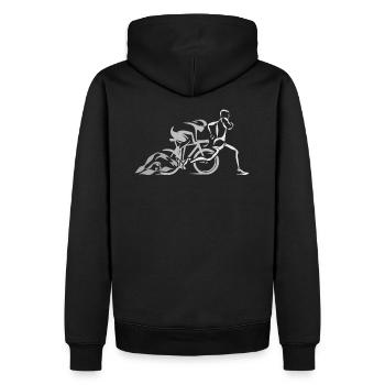 Schwimmen Radfahren Laufen Triathlon Triathlet - Männer Premium Bio Hoodie - Schwarz - Hinten - Nico (187cm)