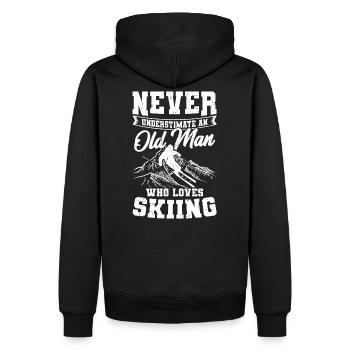 unterschätze niemals Ski Opa Großvater Geschenk - Männer Premium Bio Hoodie - Schwarz - Hinten - Nico (187cm)