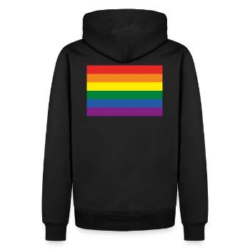 Drapeau LGBT - Drapeau de la Gay Pride - Sweat à capuche Premium bio Homme - noir - Dos - Nico (187cm)