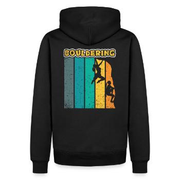 Bouldern Klettern Kletterer Boulderer Geschenk - Männer Premium Bio Hoodie - Schwarz - Hinten - Nico (187cm)