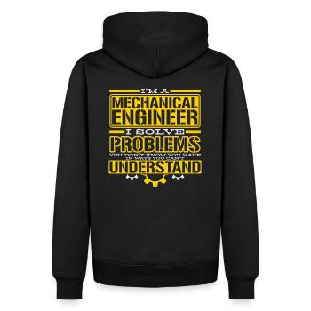 Maschinenbau lustiger Spruch Maschinenbauer Outfit - Männer Premium Bio Hoodie - Schwarz - Hinten - Nico (187cm)