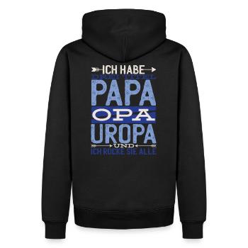 Papa grand-père arrière-grand-père idée cadeau grand-père cadeau - Sweat à capuche Premium bio Homme - noir - Dos - Nico (187cm)