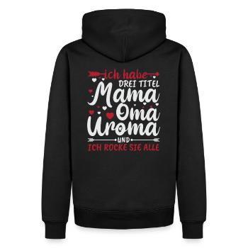 Urgroßmutter Uroma Geschenkidee - Männer Premium Bio Hoodie - Schwarz - Hinten - Nico (187cm)