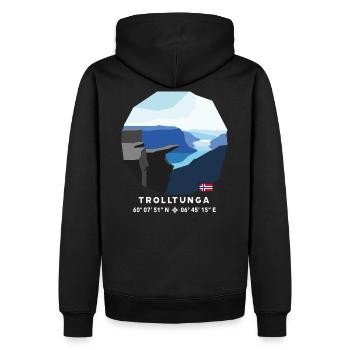 Trolltunga Fels Hardangerfjord Norway Flag - Men’s Premium Organic Hoodie - black - Back - Nico (187cm)