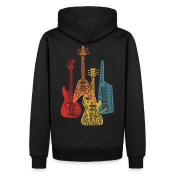 Vintage guitare guitariste guitare électrique bassiste électrique - Sweat à capuche Premium bio Homme - noir - Dos - Nico (187cm)