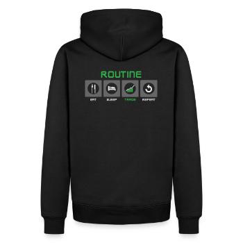 Eat sleep Trade repeat pour les traders et les fans d’actions - Sweat à capuche Premium bio Homme - noir - Dos - Nico (187cm)