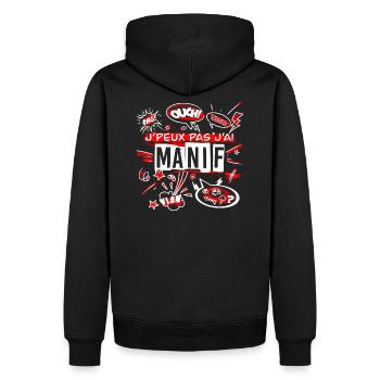 J'peux pas j'ai manif - Sweat à capuche Premium bio Homme - noir - Dos - Nico (187cm)