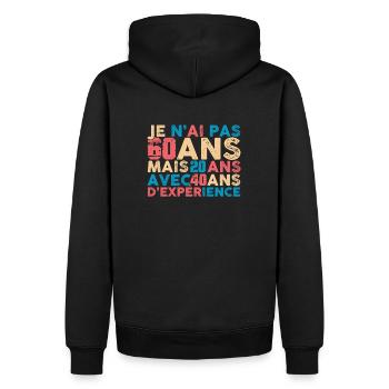 60 ans, anniversaire 60 ans - Sweat à capuche Premium bio Homme - noir - Dos - Nico (187cm)