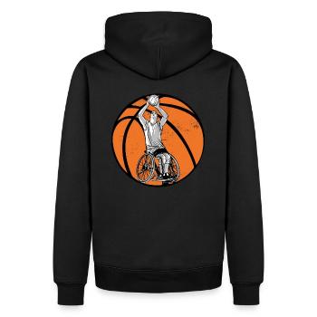 Chaise roulante basketball design pour les personnes en fauteuil roulant - Sweat à capuche Premium bio Homme - noir - Dos - Nico (187cm)