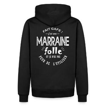 fait gafe j'ai une marraine folle message humour - Sweat à capuche Premium bio Homme - noir - Dos - Nico (187cm)