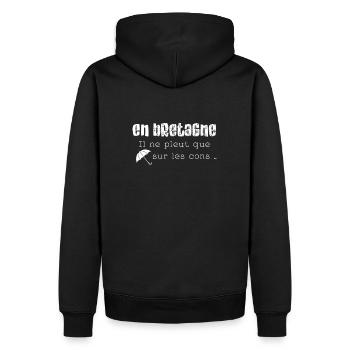 Bretagne dicton - Sweat à capuche Premium bio Homme - noir - Dos - Nico (187cm)