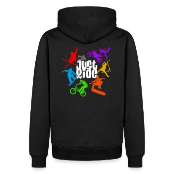 Just ride - Männer Premium Bio Hoodie - Schwarz - Hinten - Nico (187cm)