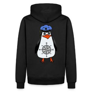 Rose des vents capitaine Pinguin Maritim - Sweat à capuche Premium bio Homme - noir - Dos - Nico (187cm)