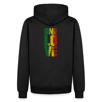 One love - Sweat à capuche Premium bio Homme - noir - Dos - Nico (187cm)