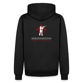 Anti hunting association - Men’s Premium Organic Hoodie - black - Back - Nico (187cm)
