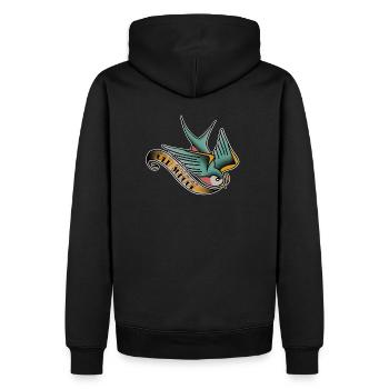 Schwalbe old school - Männer Premium Bio Hoodie - Schwarz - Hinten - Nico (187cm)