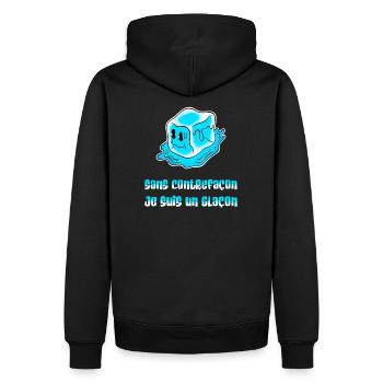 Sans contrefaçon je suis un glaçon - Sweat à capuche Premium bio Homme - noir - Dos - Nico (187cm)