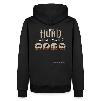 Mein Hund hört auf´s Wort Geschenkidee - Männer Premium Bio Hoodie - Schwarz - Hinten - Nico (187cm)