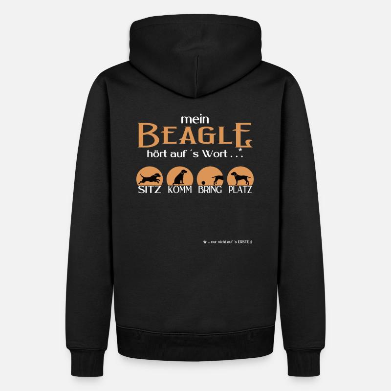 Mein Beagle hört auf´s Wort Geschenkidee Sitz Komm - Männer Premium Bio Hoodie - Schwarz