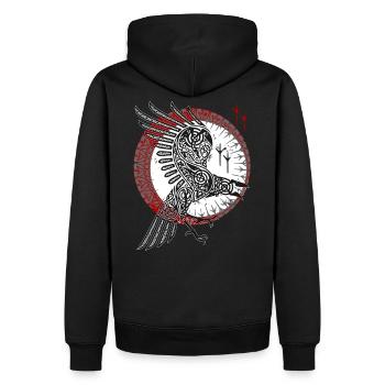 NORSE RAVEN - Walhalla Raben Wikinger - Men’s Premium Organic Hoodie - black - Back - Nico (187cm)