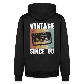 Vintage Since 1980 - 80s Retro Kasette - Männer Premium Bio Hoodie - Schwarz - Hinten - Nico (187cm)