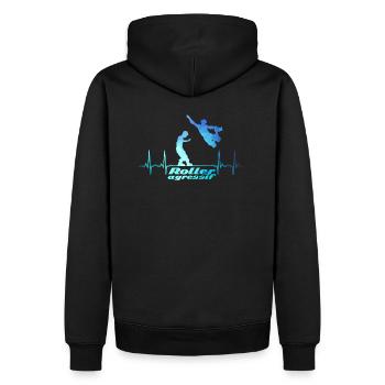 Roller aggressiv heartbeat - Männer Premium Bio Hoodie - Schwarz - Hinten - Nico (187cm)