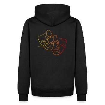 Linework Theater Masken - Männer Premium Bio Hoodie - Schwarz - Hinten - Nico (187cm)