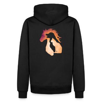 Silhouette Hund, Katze und Pferd - Männer Premium Bio Hoodie - Schwarz - Hinten - Nico (187cm)