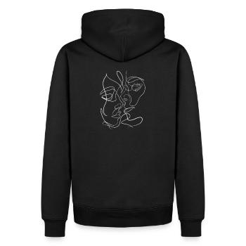 LOVE - Paar Linework Singleline - Männer Premium Bio Hoodie - Schwarz - Hinten - Nico (187cm)