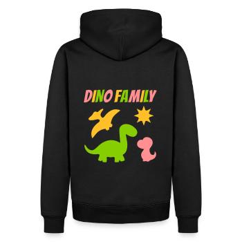 Dino family (Dinosaurier, Sonne) - Männer Premium Bio Hoodie - Schwarz - Hinten - Nico (187cm)