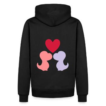 Deux bébés dinosaures et un cœur - Sweat à capuche Premium bio Homme - noir - Dos - Nico (187cm)
