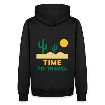 Temps de voyage (paysage désertique, cactus, soleil) - Sweat à capuche Premium bio Homme - noir - Dos - Nico (187cm)