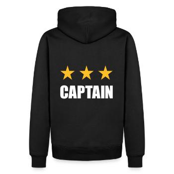 Captain (drei Sterne) - Männer Premium Bio Hoodie - Schwarz - Hinten - Nico (187cm)