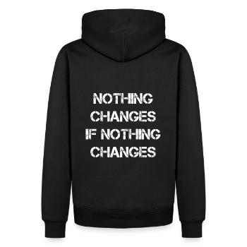 Business Motivation Spruch - Männer Premium Bio Hoodie - Schwarz - Hinten - Nico (187cm)
