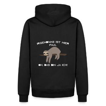 Faultier Spruch lustig - Männer Premium Bio Hoodie - Schwarz - Hinten - Nico (187cm)