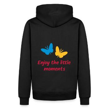 Profitez des petits moments (papillons) - Sweat à capuche Premium bio Homme - noir - Dos - Nico (187cm)