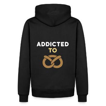 Addicted to pretzel (Brezel) - Männer Premium Bio Hoodie - Schwarz - Hinten - Nico (187cm)