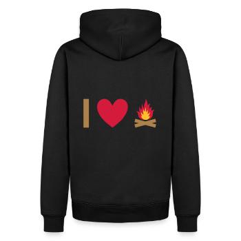 J’adore le feu de camp - Sweat à capuche Premium bio Homme - noir - Dos - Nico (187cm)