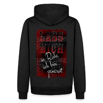 LASS MICH in Ruhe ich bin genervt - auf der Mauer - Männer Premium Bio Hoodie - Schwarz - Hinten - Nico (187cm)