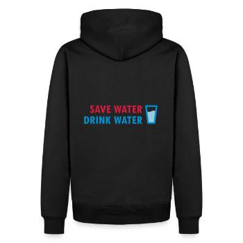Save water, drink water (Glas mit Wasser) - Männer Premium Bio Hoodie - Schwarz - Hinten - Nico (187cm)