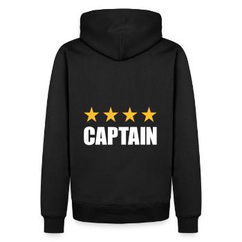 Captain (Vier Sterne in einer Reihe) - Männer Premium Bio Hoodie - Schwarz - Hinten - Nico (187cm)
