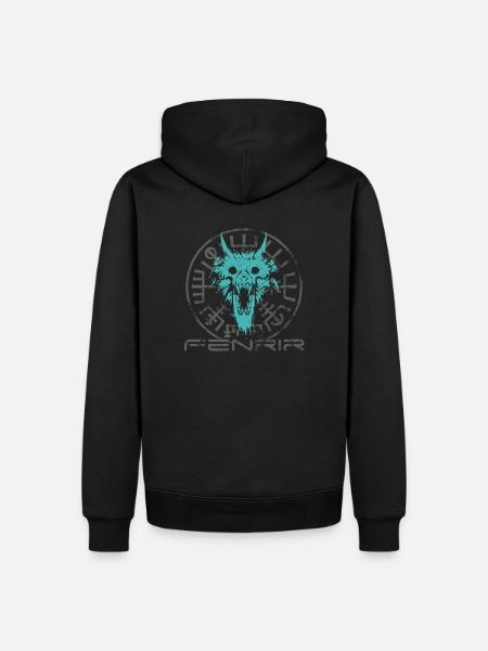 Fenrir Nordischer Wolf Viking & Vegvisir - Männer Premium Bio Hoodie - Schwarz