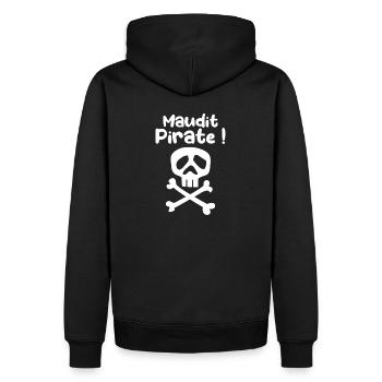 Maudit Pirate ! - Sweat à capuche Premium bio Homme - noir - Dos - Nico (187cm)