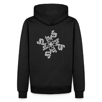 Mandala Dermograph - Männer Premium Bio Hoodie - Schwarz - Hinten - Nico (187cm)